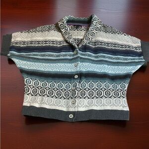 TOMMY HILFIGER SHORT SLEEVE CARDIGAN  SZLG BEACHY PREPPY HORSE BLANKET